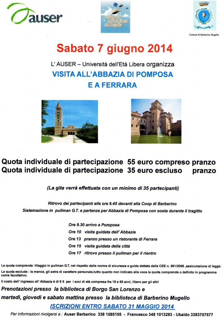 visita all'Abbazia di Pomposa e a Ferrara 7 giugno 2014