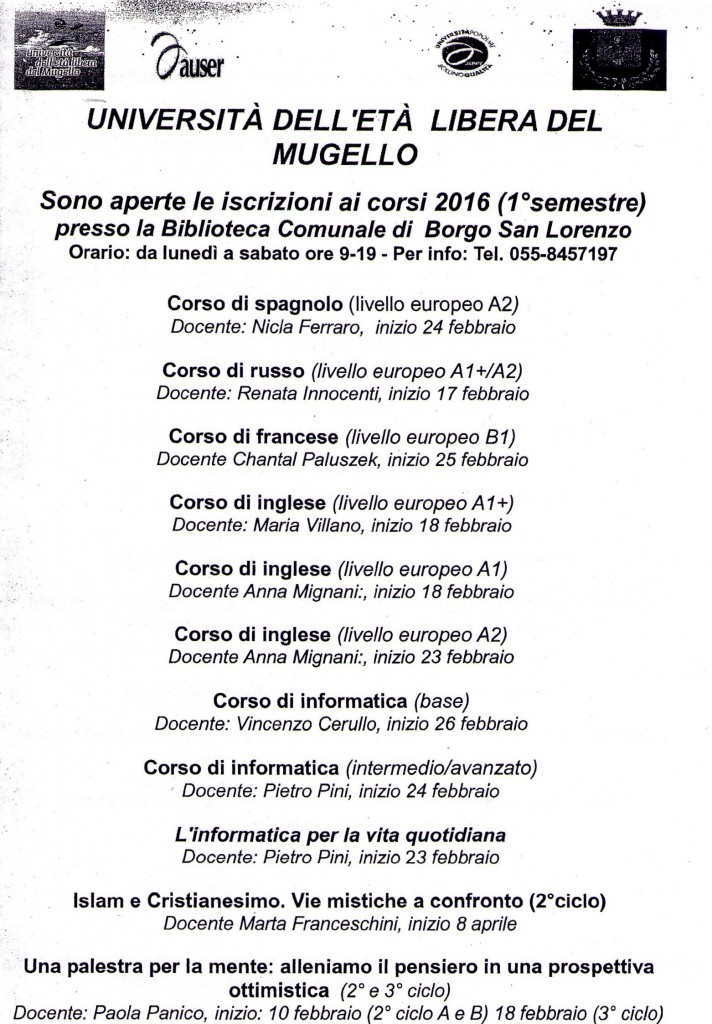 (1) corsi Borgo San Lorenzo 1° semestre 2016